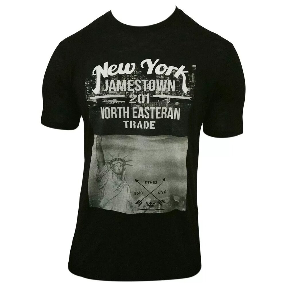 NWT NEW YORK CITY USA MEN'S BLACK CREW NECK SHORT SLEEVE T-SHIRT SIZE XL